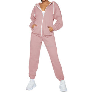 ชุดวอร์มซิปผู้หญิง ชุดลำลองใส่เที่ยวกลางแจ้ง สวมใส่สบายและหนา ชุดสองชิ้น สไตล์สตรีทแวร์ ชุดวอร์มซิปผู้หญิง - Product Image 1