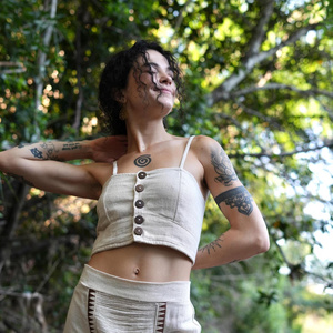 Top Corto de Algodón Estilo Boho para Festivales con Botones de Coco, Ligero, Transpirable, Ropa de Verano, Ropa de Playa, Goa para Mujer - Product Image 4