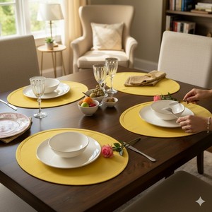Oval <b>Placemats</b> Polyester Cotton Premium Fabric Luxury <b>Dining</b> <b>Table</b> Mats Handmade Home Hotel Wedding Banquet Bulk Supplier - Product Image 3