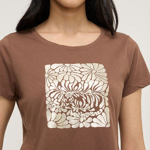 Camiseta de Manga Corta para Mujer, 100% Algodón, Transpirable, Lisa, Informal, Nueva, Estampada - Product Image 4