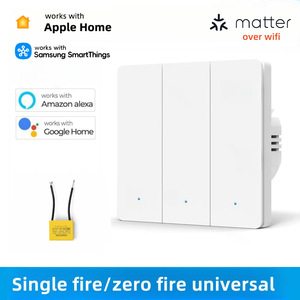 Interruptor de Luz Inteligente Zigbee / Matter, Requiere Cable Neutro o Sin Cable Neutro, Interruptor de Pared Universal de 1/2/3 Botones con Aplicación Tuya / Apple - Product Image 1