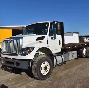 100% Fleet Supply Regular Cab Used 2015 For-International WorkStar 7400 26 ft <b>Flatbed</b> <b>Truck</b> - Automatic LHD Fast Dispatch - Product Image 1
