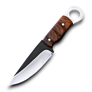Cuchillo de Caza Fijo de Acero Inoxidable Hecho a Mano con Orificio para el Dedo, de Alta Calidad, Bajo MOQ, para Camping y Bushcraft al Aire Libre, OEM - Product Image 1