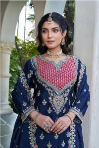 ชุดสูทพลัสโซ่เย็บสำเร็จรูปไซส์ฟรี ยี่ห้อชิโนน ประดับด้วยงานปักดิ้นดีกา สำหรับชุดอินเดีย ปากีสถาน สไตล์งานปาร์ตี้สำหรับผู้หญิง แห้งเร็ว ใส่ได้ทุกฤดู - Product Image 3