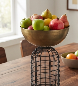 Modern <b>Metal</b> <b>Bowl</b> With Brass Finish Wire Base Handmade Decorative Serving <b>Bowl</b> For Home Gifting Elegant Home Accent - Product Image 3