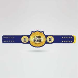 Ceinture de championnat de lutte personnalisée avec logo sur quatre côtés, en laiton et zinc, plaque centrale dorée complexe, sangle bleue, équipement personnalisé - Product Image 1