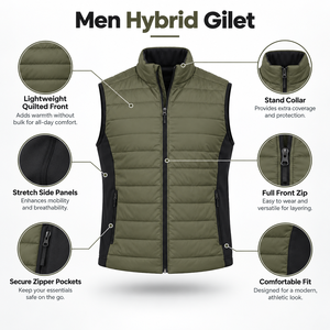 Chaleco Híbrido Acolchado para Hombre con Paneles Aislantes, Transpirable, Impermeable, con Tela Suave y Ajuste Cómodo para Viajes de Invierno - Product Image 6