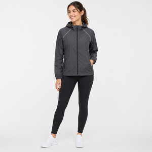 Women's Jogger Windbreaker 2-Piece Nylon <b>Jacket</b> & Shorts Set Stand Collar Customizable <b>Workout</b> Sweatsuit Track Suits Wholesale - Product Image 4