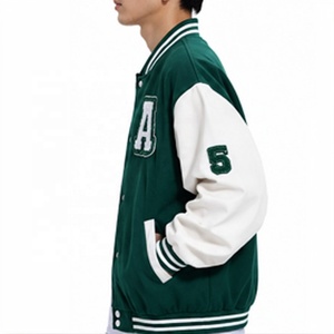 Chaqueta Letterman de Lana Verde y Blanca 2026 para Hombre, Abrigo Universitario de Béisbol, Largo Regular, con Logotipo Personalizado - Product Image 4
