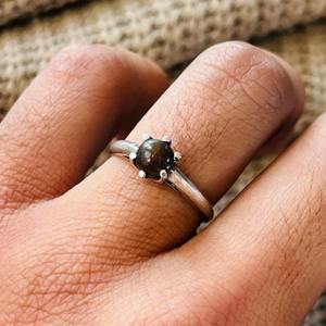 Latest Minimal <b>Statement</b> Dainty Brass Vintage Black Onyx <b>Ring</b> Silver Plated Bold Womens <b>Ring</b> Classic Cute Prong setting <b>Ring</b> - Product Image 4