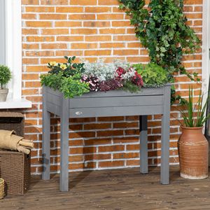 Fioriera in Legno Grigio Scuro da 34 Pollici con Design Classico e Fori di Drenaggio, Letto da Giardino Rialzato per Ortaggi, Erbe e Fiori da Giardino - Product Image 2