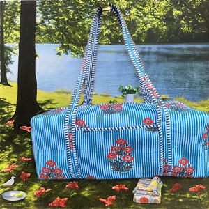 Bolsa de Viaje Grande de Lujo, Resistente, de Algodón Acolchado, Estilo Boho, con Cierre, Diseño Floral, Dos Asas, Cadenas de Viaje, para Verano - Product Image 2