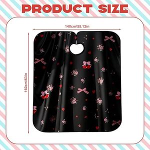 Cape de Coiffure pour Adultes - Cape de Salon pour Femmes avec Nœud Cerise Adorable, Résistante à l'Eau, Écologique, de Haute Qualité, avec Clip - Product Image 2