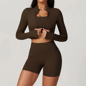 Ensemble de yoga en coton de haute qualité pour femmes, 2 pièces, soutien-gorge court et short, vêtements de sport respirants, sans couture, flexibles, vêtements de sport pour la salle de sport - Product Image 2