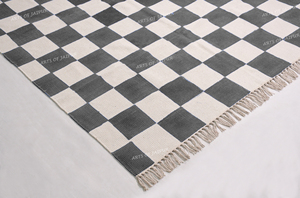 Modern Handmade Cotton Area Rug Designer Printed Geometric Pattern Eco-Friendly Pet Friendly Floor <b>Covering</b> Custom Artwork Boho - Product Image 4