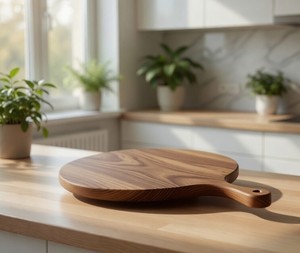 Planche à découper ronde en bois pour pizza, durable, non toxique, passe au lave-vaisselle, planche à découper de cuisine pour servir et préparer les aliments - Product Image 5