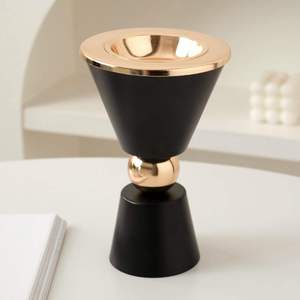 Luxury Black and Gold Hourglass <b>Bakhoor</b> Burner Contemporary Metal Incense Censer with Polished Gold Orb for <b>Oud</b> and Resin - Product Image 2