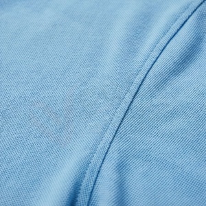 Polo en piqué de coton bleu clair à manches courtes pour homme, décontracté, respirant, coupe classique, design tricoté uni - Product Image 5