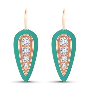 Boucles d'oreilles en forme de goutte d'eau plaquées or rose avec incrustation de diamants ronds pour femmes, bijoux classiques à porter au quotidien - Product Image 1