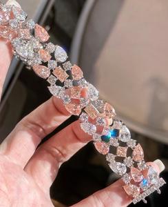 Brazalete de Lujo Chapado en Oro Rosa con Cristales de Estrás, Diseño Geométrico, Corte Pera, Joyería para Mujer para Fiestas - Product Image 3
