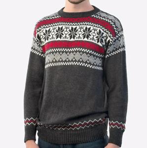 Pull ras du cou pour homme, très demandé, à manches longues, tricoté, pour l'hiver, motif géométrique, anti-boulochage, 100 % acrylique - Product Image 1