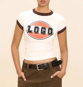 Low MOQ Solid Customized Color Plus Size Crop <b>Top</b> t shirt wholesale Price Women Crop <b>Top</b> T shirt for sale - Product Image 4