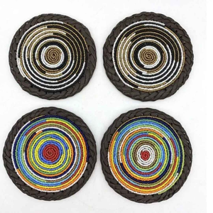 Posavasos de Vidrio Hechos a Mano de Alta Calidad, Bordados con Cuentas, Forma Redonda, Ecológicos, Reutilizables, para Mesa - Product Image 4