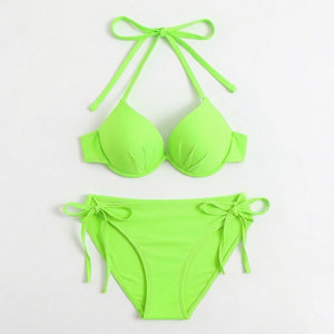 Bikini Sexy para Mujer, Conjunto de 2 Piezas con Copa Triangular de Color Sólido, para Spa, Hotel, Resort, Playa, Traje de Baño Informal - Product Image 2