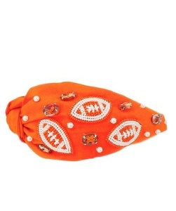 Hot Selling Custom <b>Beaded</b> Text <b>Headband</b> Gameday Star Embroidered Knotted Hairband with Personalized Letter Design Girls <b>Headband</b> - Product Image 4