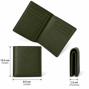 Olive Green Genuine <b>Leather</b> Vintage Luxury <b>Men's</b> Short <b>Wallet</b> Compact <b>Bifold</b> Coin Purse Card Holder for Daily Use - Product Image 3