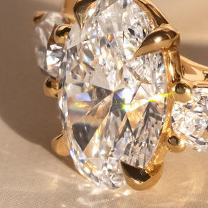 IGI Lab Grown Vintage 14K oro amarillo Unisex boda/anillo de compromiso diamante ovalado perfecto aniversario fiesta regalo chapado en oro - Product Image 2