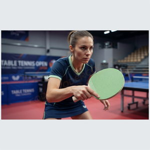 Custom Design <b>Table</b> <b>Tennis</b> Racket Wood Handle Green Rubber Pimples Out Straight Grip Training Use 156x150mm - Product Image 5