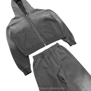 Conjunto Deportivo con Capucha para Mujer, Negro, Algodón, Cierre Completo con Cremallera, Bolsillos Laterales, Estilo Casual para Otoño, Corte Regular - Product Image 5