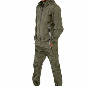 Conjunto Deportivo Unisex Verde Oliva con Capucha, Manga Larga, Color Sólido, Resistente al Viento, Informal, para Correr, Invierno, Peso Medio, 100% Algodón - Product Image 2