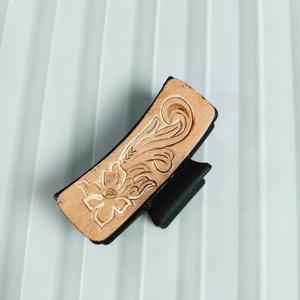 Pinza para el pelo de madera con grabado floral, estilo natural, accesorio de moda para bolso, otros accesorios decorativos - Product Image 2