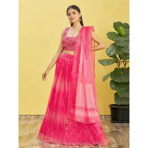 Robe de soirée longue à sequins style A avec broderie miroir rose - Product Image 1