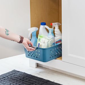 Cesto portaoggetti medio in plastica, confezione da 6, organizer ecologico per dispensa, armadio, camera da letto, lavanderia - Product Image 2