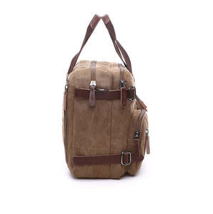 Canvas Briefcase Mens Vintage Multi Pocket Laptop <b>Bag</b> Durable Heavy Duty Canvas & Leather Trim Business Travel <b>Work</b> <b>Bag</b> - Product Image 3