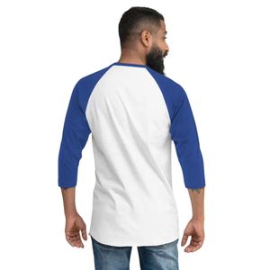 T-shirt Raglan Homme Blanc et Bleu Jack and Jill à Manches Trois-Quarts, Motif Baseball, Décontracté, en Coton Doux, Vêtements en Gros - Product Image 2