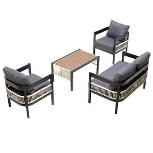 Juego de Sofás de Hierro para Exteriores U_Style, con Mesa y Decoración de Ratán, Resistente al Agua y a la Oxidación, para Jardín, Césped y Espacios Exteriores - Product Image 2