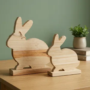 ขาตั้งตกแต่งรูปกระต่ายไม้ The Makers Mark สไตล์คลาสสิก พิมพ์แบบ Letterpress ของตกแต่งบ้านตั้งโต๊ะ สำหรับเทศกาลอีสเตอร์และฮาโลวีน - Product Image 2