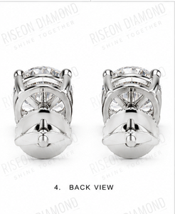Premium Cushion Cut Solitaire Diamond <b>Stud</b> Earrings 18K White Gold Four Prong Bridal Office Wear Luxury Gifting Fine Jewelry - Product Image 5