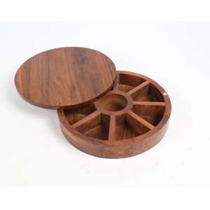Wooden Masala Organizer <b>Box</b> 9-Compartment Spice Storage <b>Herb</b> & Spice Tools Durable Hand Wash Only - Product Image 1