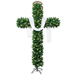 Árbol de Navidad en forma de cruz delgada de 6 pies de altura, Cruz católica de Jesucristo, Decoraciones navideñas para interiores <span class=keywords><strong>y</strong></span> exteriores - Product Image 1