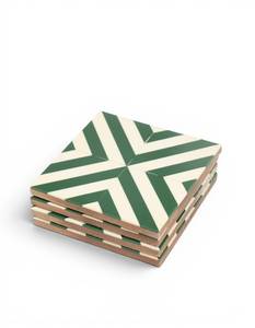 Sous-verres modernes personnalisés en résine époxy écologique avec incrustation géométrique carrée verte, dessous de plat résistant à la chaleur, tapis de table - Product Image 5