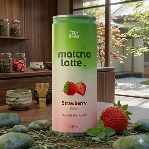 Venta al por mayor, marca privada, lata de aluminio de 250 ml, 8 Brix, con sabor, sin azúcar, certificado HALAL, 100% Matcha Latte puro, helado adelgazante, 24 unidades - Product Image 6