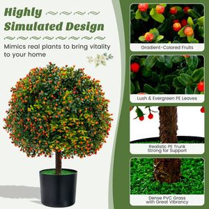 Confezione da 2 alberi artificiali da frutto in legno di bosso - Product Image 2