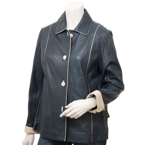 Custom Women's Genuine <b>Leather</b> <b>Blazer</b> Full Sleeve Turn-down Collar Single Breasted Autumn Winter Solid Color Cow Skin <b>Jacket</b> - Product Image 1