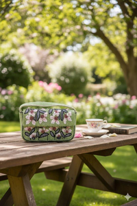 Pochette brodée à la main avec motif fraise perlé, rayures roses et feuilles vertes – Accessoire de mode - Product Image 4