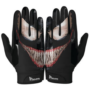 Gants de football américain à sublimation intégrale, nouvelle marque privée, paume antidérapante en silicone, imperméables, poignets ajustables - Product Image 3